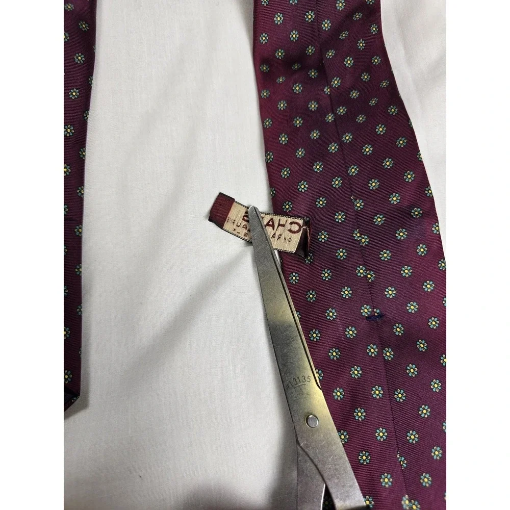 Chaps by Ralph Lauren Tie Mens Burgundy Silk Floral Microprint‎ Necktie Classic